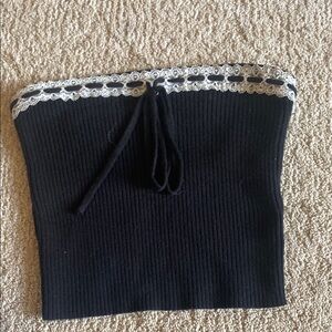 Black Tube Top with Lace Trim